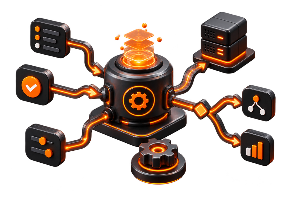 Connected workflow automation engine illustration